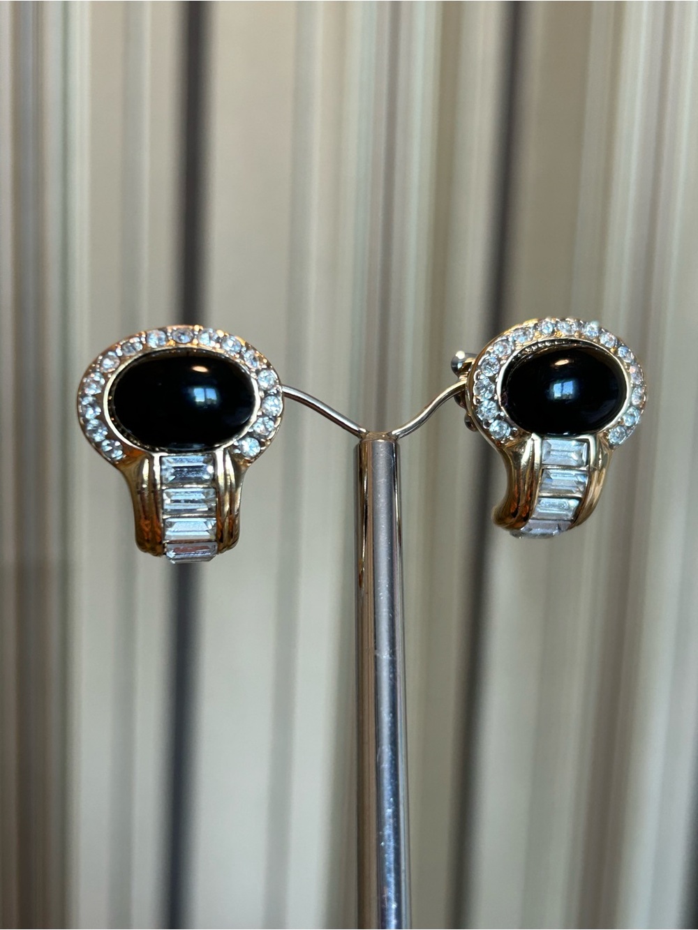 Gold and Black cabochon earrings